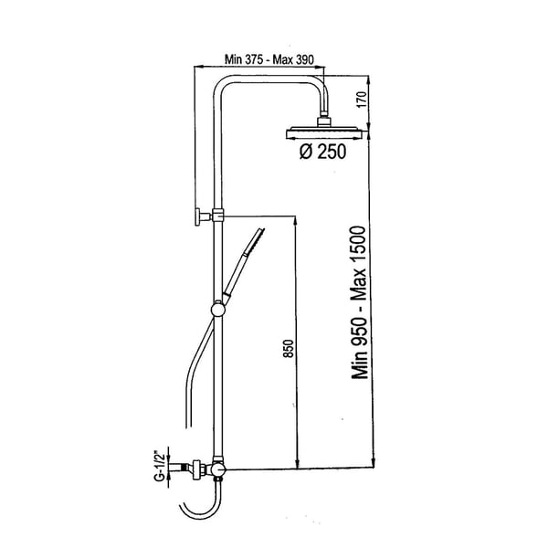 Στήλη ντους Tube black matt  21NIR25TUA05